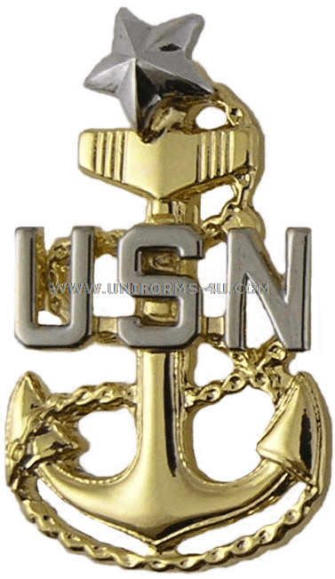 US NAVY SENIOR CHIEF PETTY OFFICER COLLAR DEVICES - CLUTCH BACK